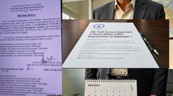 Jammu Kashmir Youth Services Department to Review Rehbar-e-Khel Regularization on September 1