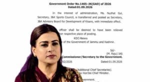 Nuzhat Gul Moved from Jammu Kashmir Sports Council, Appointed as Secretary to Kisans Advisory Board