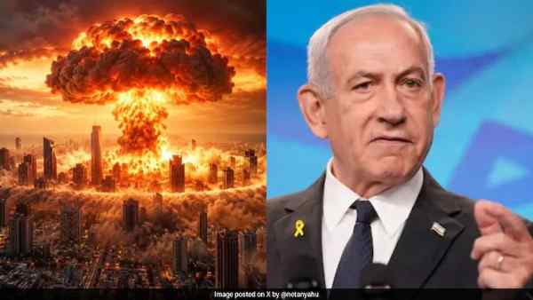 PM Netanyahu Shares AI-Generated Nuclear Explosion Image Over Tel Aviv Ahead of Israel Elections, Yair Golan Accuses Him of Fearmongering