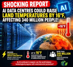 AI Data Centres Could Raise Local Land Temperatures by 16°F, Potentially Affecting 340 Million People