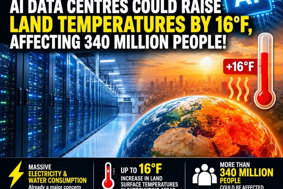 AI Data Centres Could Raise Local Land Temperatures by 16°F, Potentially Affecting 340 Million People