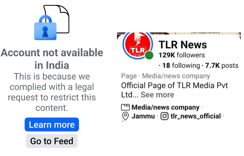 Doda: TLR News Facebook Page Geo-Blocked in India, Authorities Yet to Release Any Information