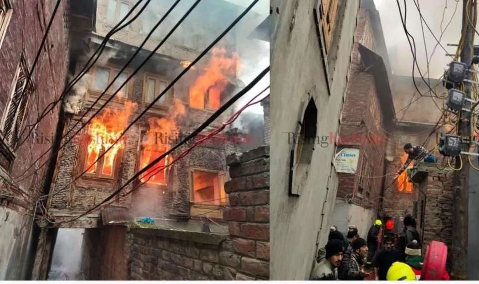 Fire Damages Four-Story-House in Shalakadal, Srinagar; No Casualties Reported