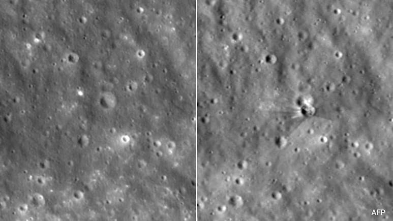 NASA Posts Photos Of SpaceX Falcon 9 Moon Crash crater